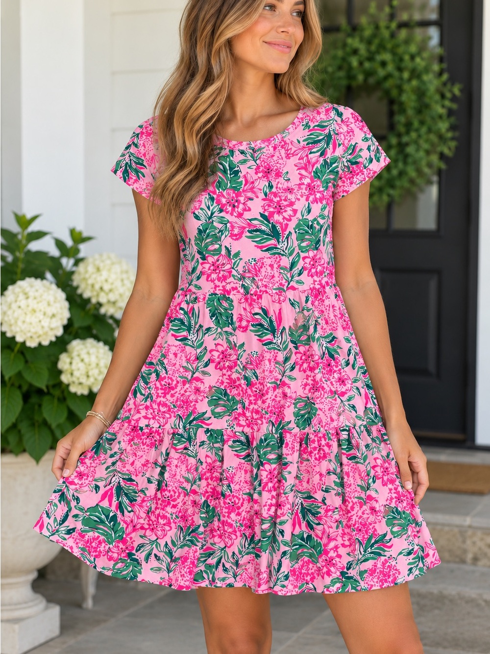 Lilly Pulitzer Geanna Swing Dress Pink Green Floral Koala-La La Women’s S